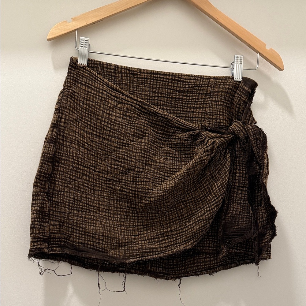 Free People Dark Brown Mini Skirt